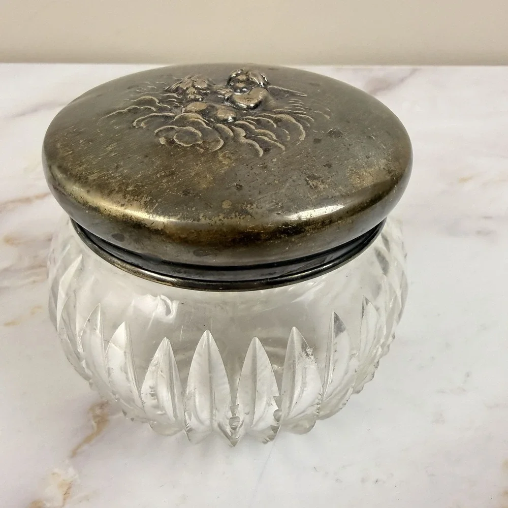 Antique Unger Bros Art Nouveau Sterling Vanity Jar 